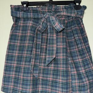 American Eagle Plaid Skirt with Bow